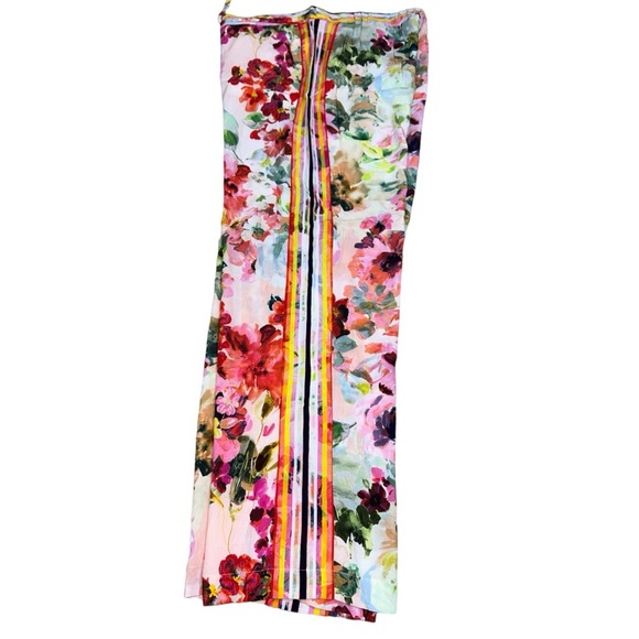 Bandolera Floral Margret Wide Leg Cotton Blend Chic Summer Flowy Palazzo Pants - Picture 7 of 9